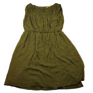 Alice + Olivia Womens M Dress Josie‎ Green Ruched Silk Blouson Boat Neck Lined